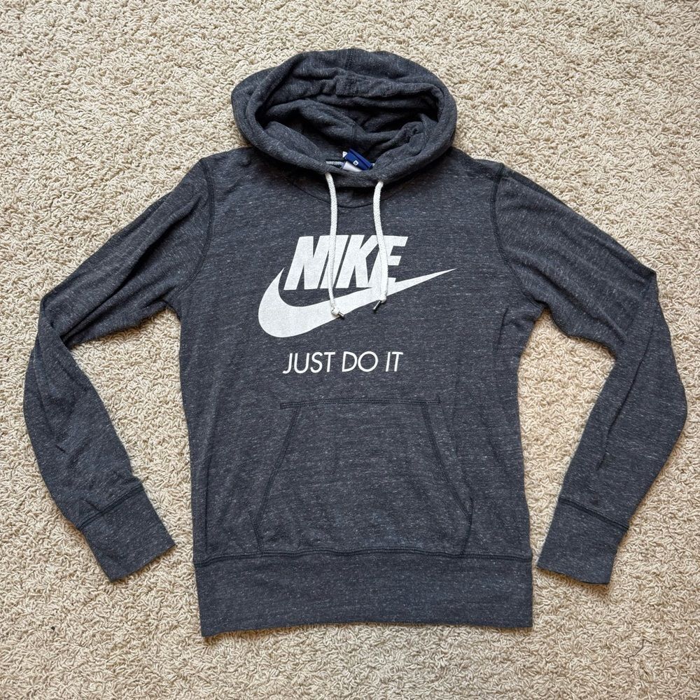 Nike Vintage Hoodie Cotton Logo Grey Heather Womens Medium